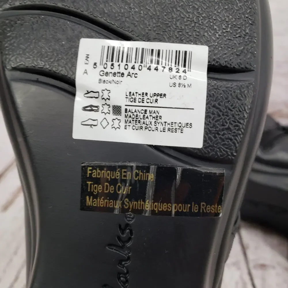 Clarks Ginette Arc Women's Black Leather Heeled Shoes Size 8.5M
